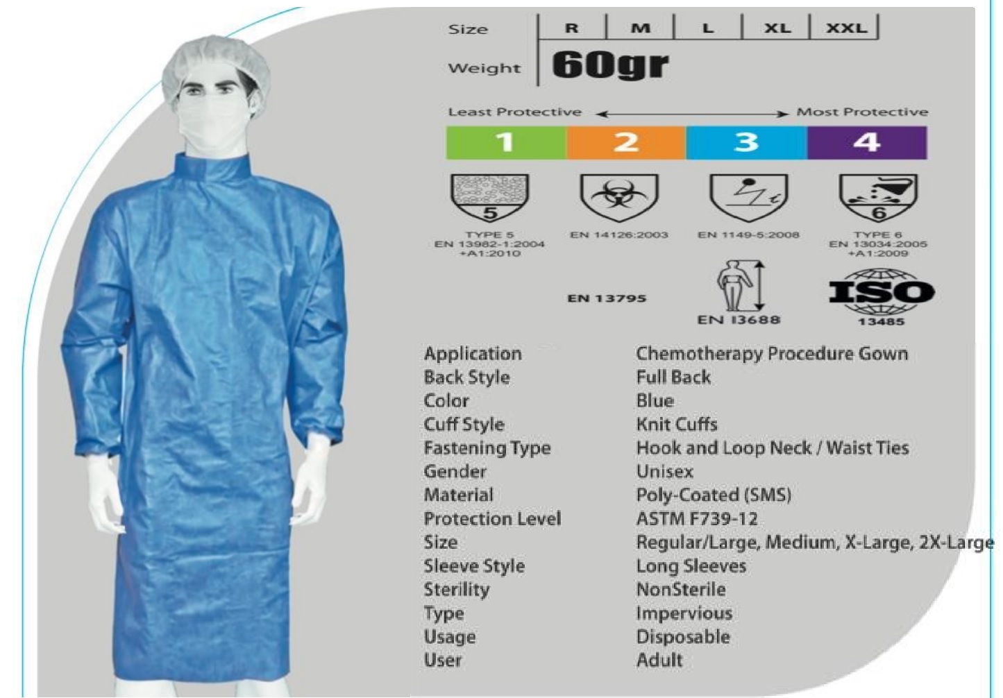 Poly-coated Chemotherapy Gown (Level 4)
